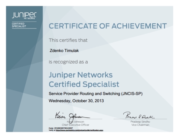 @zdenotim #networks (jncis-sp certificate)
